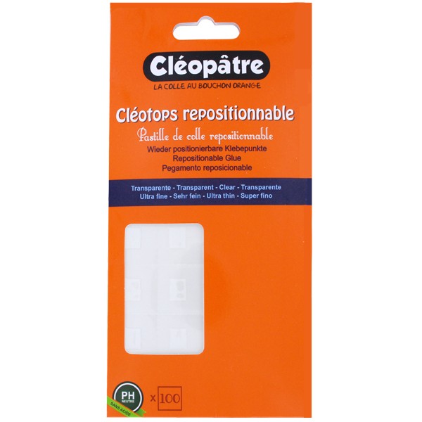 Cléotops 100 pastilles Colle Transparentes et Repositionnables